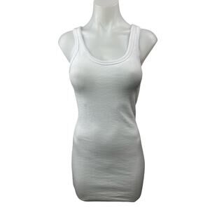 DNA Women's White Sleeveless Scoop Neck Knit Tank Mini Bodycon Dress Size S